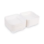 Picture of VANGUARD RENEWABLE AND COMPOSTABLE SUGARCANE CLAMSHELLS, 1-COMPARTMENT, 8 X 8 X