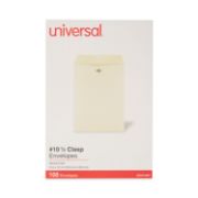 Picture of Universal® Kraft Clasp Envelope, Center Seam, 32lb, 9 x 12, Brown Kraft, 100/Box