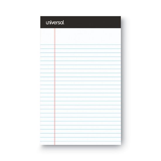 Picture of Universal® Premium Ruled Writing Pads, White, 5 x 8, Narrow Rule, 50 Sheets, 6 Pads