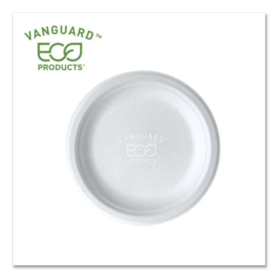Picture of VANGUARD RENEWABLE AND COMPOSTABLE SUGARCANE PLATES, 6", WHITE, 1,000/CARTON