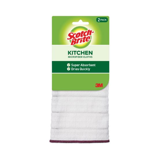 Picture of Scotch-Brite™ Kitchen Cleaning Cloth, Microfiber, White, 2/Pack, 12 Packs/Carton