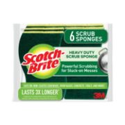 Picture of Scotch-Brite® Heavy-Duty Scrub Sponge, 4 1/2" x 2 7/10" x 3/5", Green/Yellow, 6/Pack