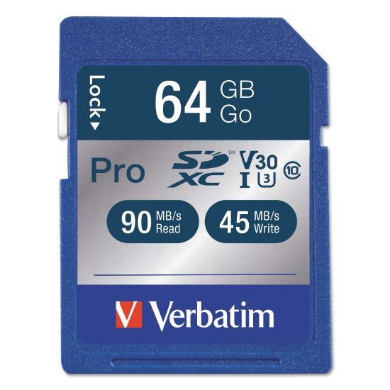 Picture of Verbatim® SDXC Memory Card, Class 10 UHS-1, 64GB, 600X Transfer Speed