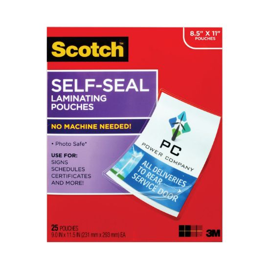 Picture of Scotch™ Self-Sealing Laminating Pouches, 9.5 mil, 9 3/10 x 11 4/5, 25/Pack