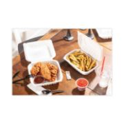 Picture of VENTED MICROWAVABLE HINGED-LID TAKEOUT CONTAINER, 9 X 6 X 2.75, WHITE, 170/CARTO