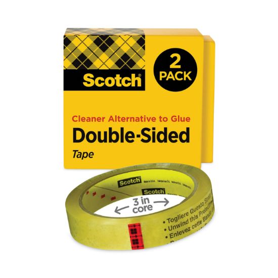 Picture of Scotch® Double-Sided Tape, 3/4" x 1296", 3" Core, Transparent, 2/Pack