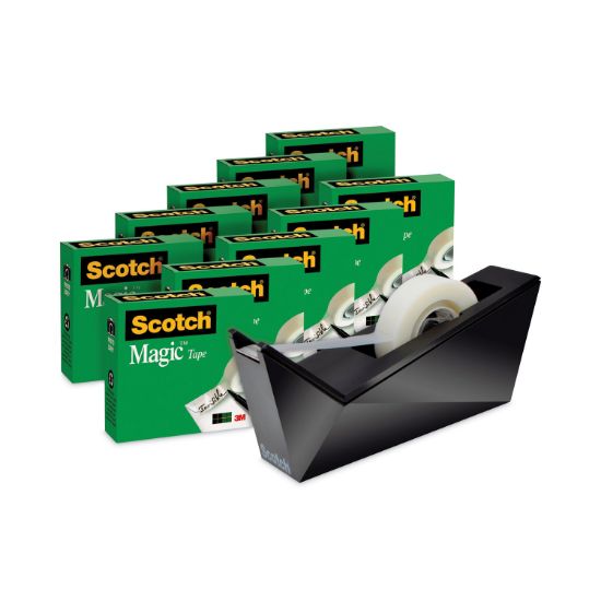 Picture of Scotch® Magic Tape Designer Dispenser Value Pack, Facet Design, 3/4"x1000", 10 Rolls/PK