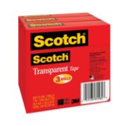 Picture of Scotch® Transparent Tape 600 72 3PK, 1" x 2592", 3" Core, Transparent, 3/Pack