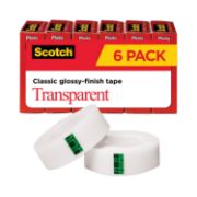 Picture of Scotch® Transparent Tape, 3/4" x 1000", 1" Core, Clear, 6/Pack