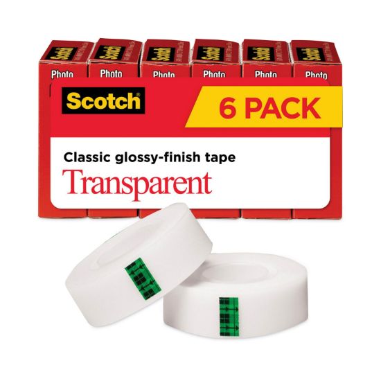 Picture of Scotch® Transparent Tape, 3/4" x 1000", 1" Core, Clear, 6/Pack