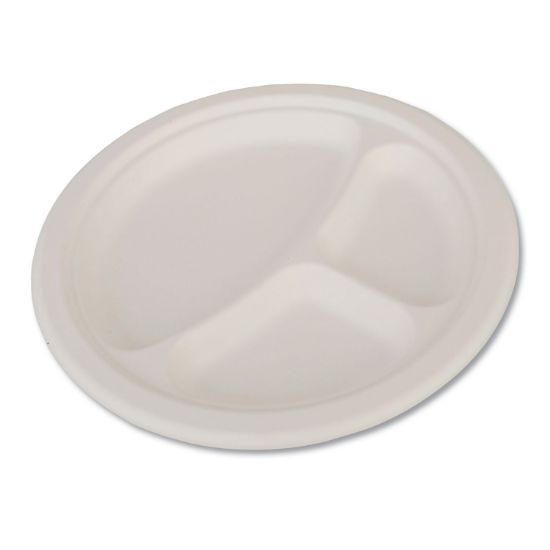 Picture of SCT® ChampWare Heavyweight Bagasse Dinnerware, 3-C Plate, 10", White, 500/Carton