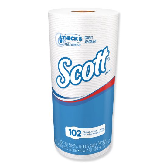 Picture of Scott® Choose-A-Sheet Mega Roll Paper Towels, 1-Ply, White, 102/Roll, 24/Carton