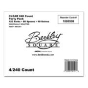 Picture of Berkley Square Elegant Dinnerware Heavyweight Cutlery Assortment, Individually Wrapped, 120 Forks/80 Spoons/40 Knives, White, 240/Box