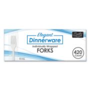 Picture of Berkley Square Elegant Dinnerware Heavyweight Cutlery, Individually Wrapped, Fork, White, 420/Box