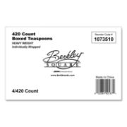 Picture of Berkley Square Elegant Dinnerware Heavyweight Cutlery, Individually Wrapped, Teaspoon, White, 420/Box