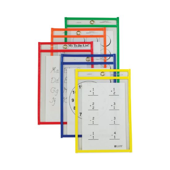 Picture of Reusable Dry-Erase Pockets 6"X9" 10/Pkg Assorted Primary Colors